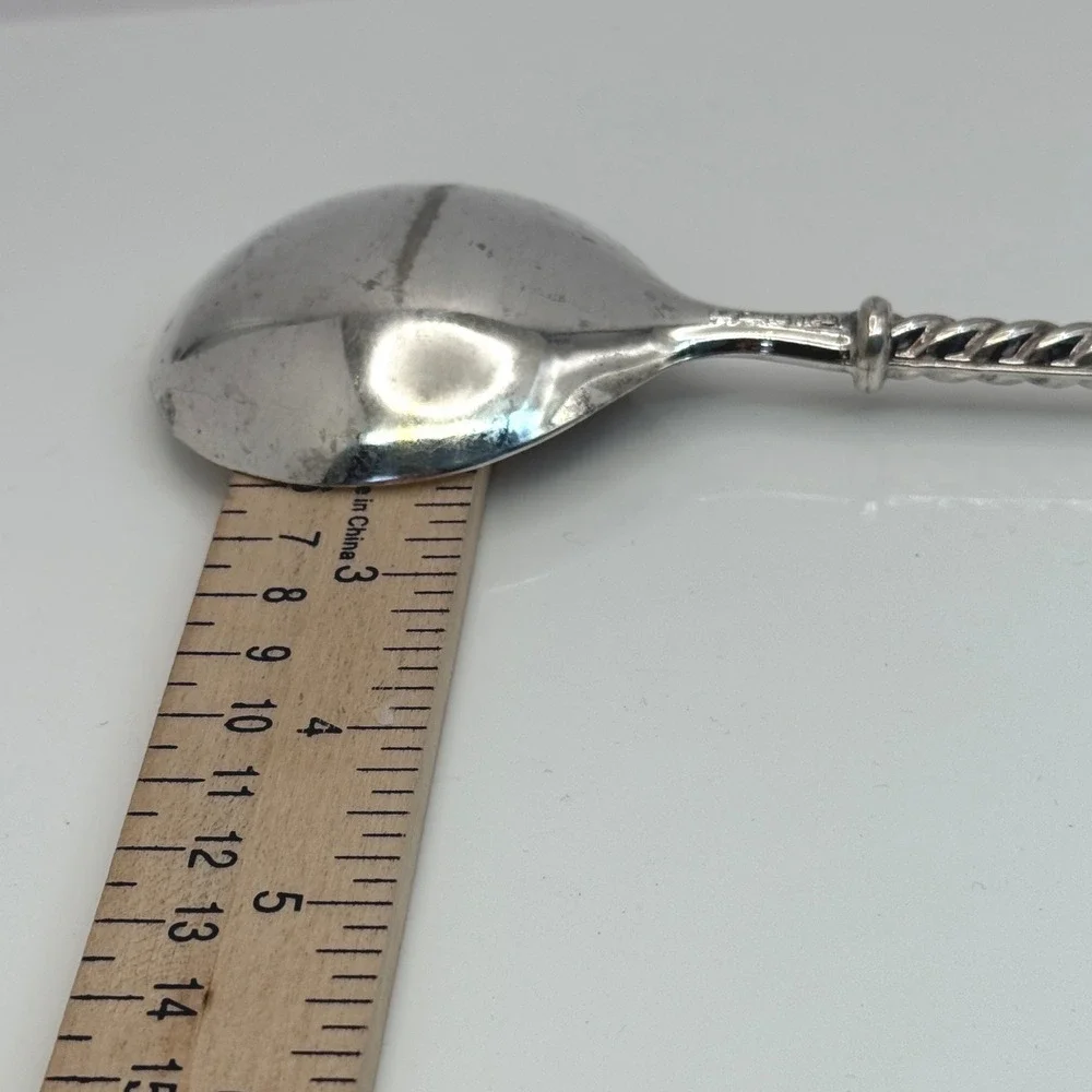 Vintage Italian Silverplate Serving Spoon Twisted Handle EP Zinc Italy